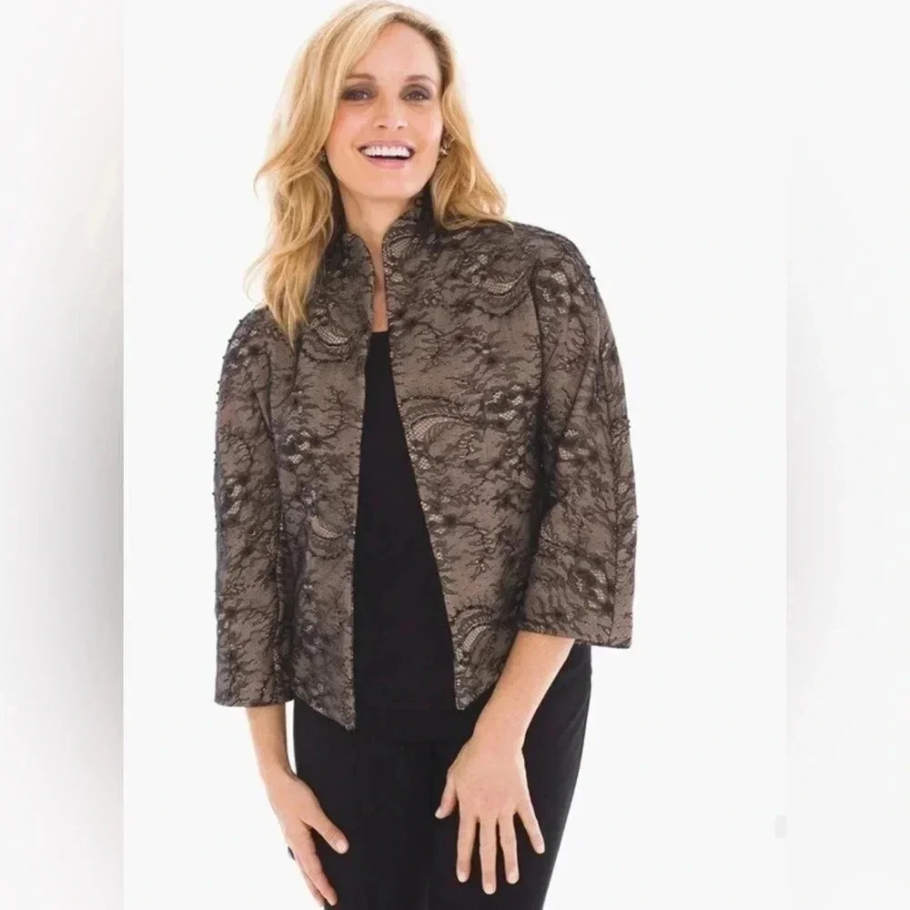 Chico's Lace-Embellished Jacket Sz 3 (16-18/XL)